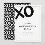 Happy Galentine's Day XOXO Zwart-wit Modern Feestdagenkaart (Voorkant / Achterkant)