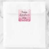 Happy Galentine's Valentijnsdag roze harten Vierkante Sticker (Tas)