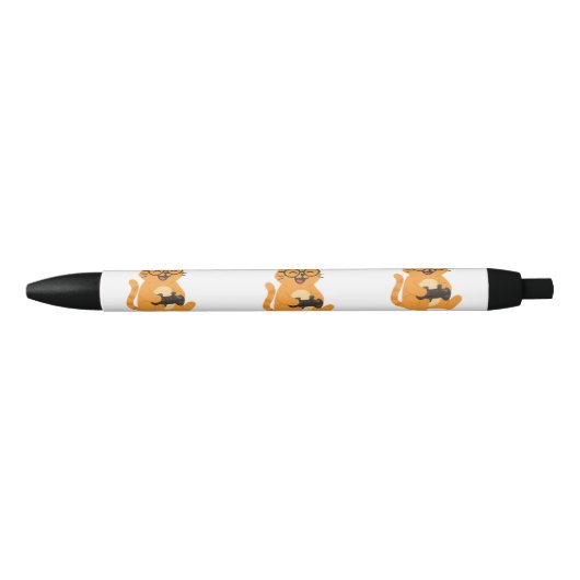 Happy Gamer Cat – Videospelplezier Zwarte Inkt Pen (Voorkant)