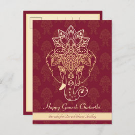 Happy Ganesh Chaturthi, eigen tekst, Bourgogne Briefkaart
