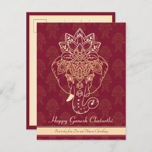 Happy Ganesh Chaturthi, eigen tekst, Bourgogne Briefkaart