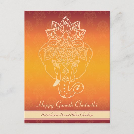 Happy Ganesh Chaturthi, eigen tekst, gradiëntmaroo Briefkaart (Voorkant)