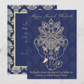 Happy Ganesh Chaturthi, eigen tekst, marineblauw (Voorkant / Achterkant)