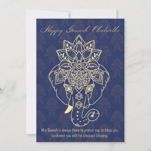 Happy Ganesh Chaturthi, eigen tekst, marineblauw