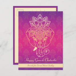 Happy Ganesh Chaturthi, eigen tekst, paarse Briefk Briefkaart