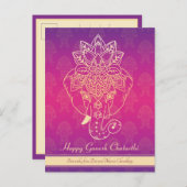Happy Ganesh Chaturthi, eigen tekst, paarse Briefk Briefkaart (Voorkant / Achterkant)