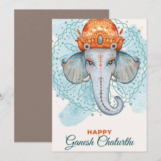 Happy Ganesh Chaturthi Kaart (Voorkant / Achterkant)