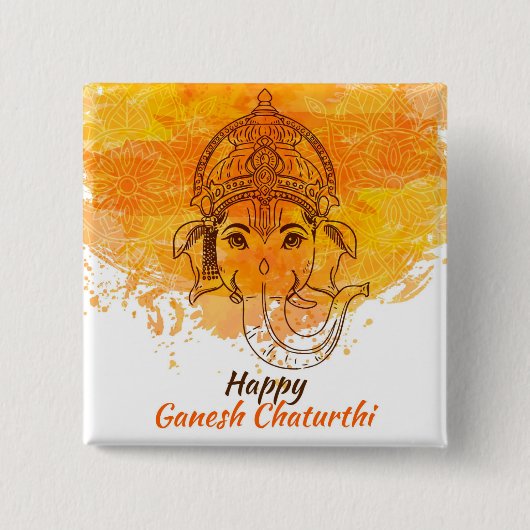 Happy Ganesh Chaturthi Vierkante Button 5,1 Cm (Voorkant)