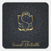 Happy Ganesh Chaturthi Vierkante Sticker (Voorkant)