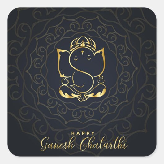 Happy Ganesh Chaturthi Vierkante Sticker (Voorkant)