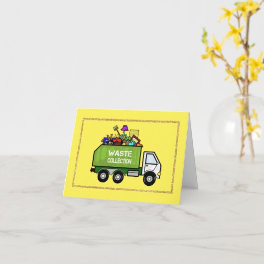 Happy Garbage Man Day Trivia Wenskaart Kaart (Gele Bloem)