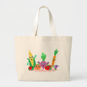 Happy Garden groenten Grote Tote Bag
