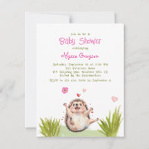 Happy Garden Party Hedgehog Baby shower Uitnodigin