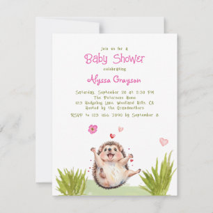 Happy Garden Party Hedgehog Baby shower Uitnodigin Kaart