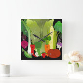 Happy Garden Produce Wall Clock Vierkante Klok (Huis)