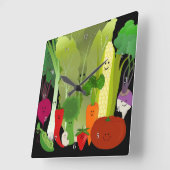 Happy Garden Produce Wall Clock Vierkante Klok (Hoek)