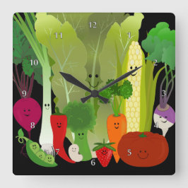 Happy Garden Produce Wall Clock Vierkante Klok