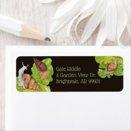 Happy Garden-slakken op bladeren Etiket