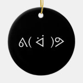Happy Gary ᕕ( ᐛ )ᕗ Meme Emoticon Emoji Text Art Keramisch Ornament (Voorkant)