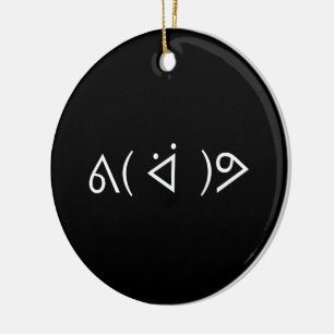 Happy Gary ᕕ( ᐛ )ᕗ Meme Emoticon Emoji Text Art Keramisch Ornament