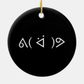 Happy Gary ᕕ( ᐛ )ᕗ Meme Emoticon Emoji Text Art Keramisch Ornament (Achterkant)