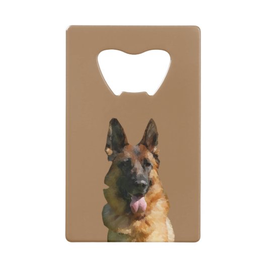 Happy German Shepherd Bottle Opener Creditkaart Flessenopener (Voorkant)