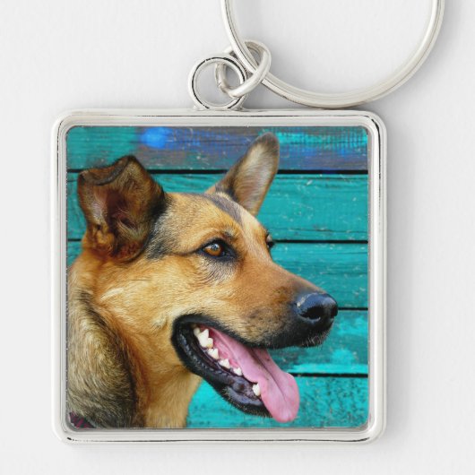 Happy German Shepherd Dog Sleutelhanger (Voorkant)