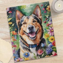 Happy German Shepherd Portrait Watercolor Animal Legpuzzel