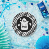 Happy Ghost, Black Halloween Party Papieren Bordje (Feest)
