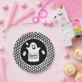 Happy Ghost, Black Halloween Party Papieren Bordje (Feest)