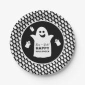 Happy Ghost, Black Halloween Party Papieren Bordje (Voorkant)