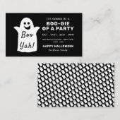 Happy Ghost, Black Halloween Party Ticket Invite Informatiekaartje (Voorkant / Achterkant)