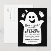 Happy Ghost, Black Halloween Party Uitnodiging (Voorkant / Achterkant)