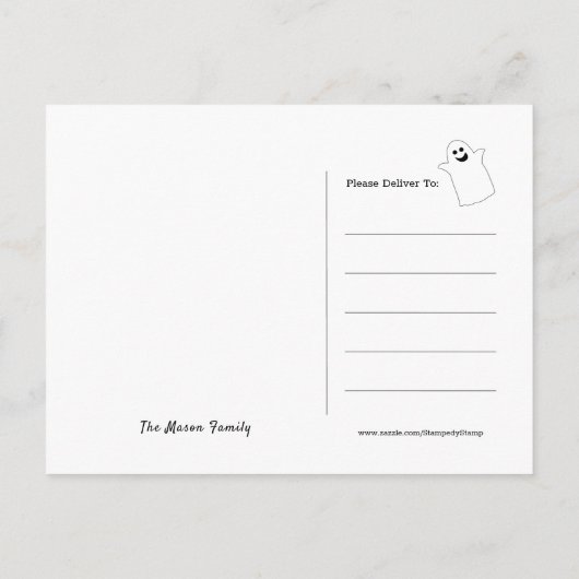 Happy Ghost, Black Halloween Party Uitnodiging (Achterkant)