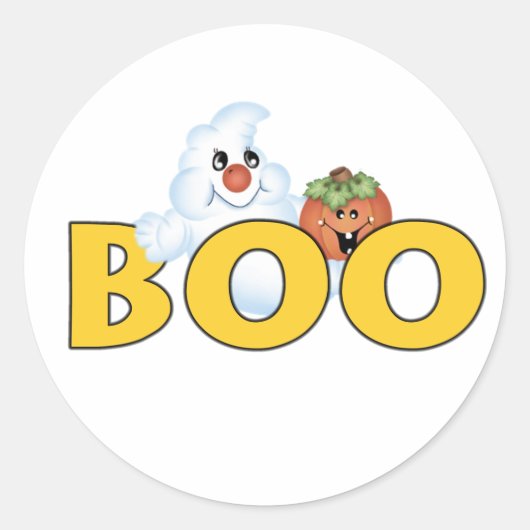 Happy Ghost Boo Ronde Sticker (Voorkant)