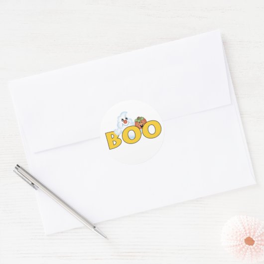 Happy Ghost Boo Ronde Sticker (Envelop)