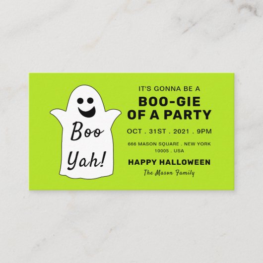 Happy Ghost, Green Halloween Party Ticket nodigt u Informatiekaartje (Voorkant)