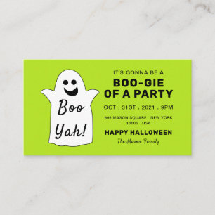 Happy Ghost, Green Halloween Party Ticket nodigt u Informatiekaartje