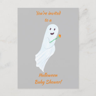 Happy Ghost Halloween Baby shower nodigt Briefkaar Aankondigingskaart