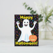 Happy Ghost Halloween Briefkaart (Staand voorkant)