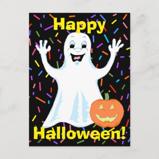 Happy Ghost Halloween Briefkaart (Voorkant)