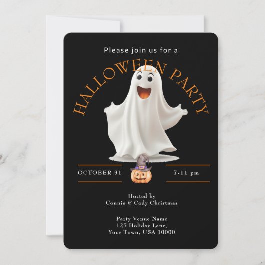 HAPPY GHOST HALLOWEEN FEEST KAART (Voorkant)
