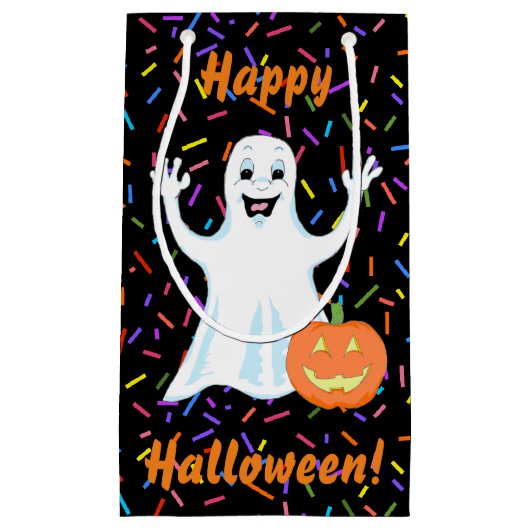 Happy Ghost Halloween Gift Bag Klein Cadeauzakje (Voorkant)