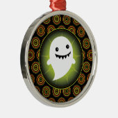 Happy Ghost Halloween Metalen Ornament (Rechts)
