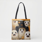 Happy Ghost Halloween Monogram Tote Bag (Voorkant)