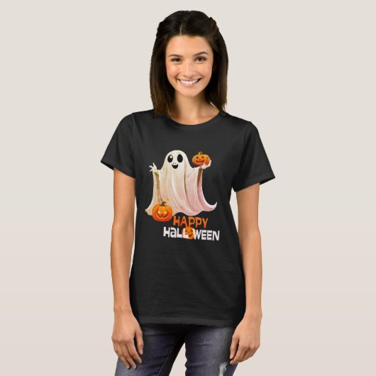 Happy Ghost Happy Halloween T-shirt (Voorkant volledig)