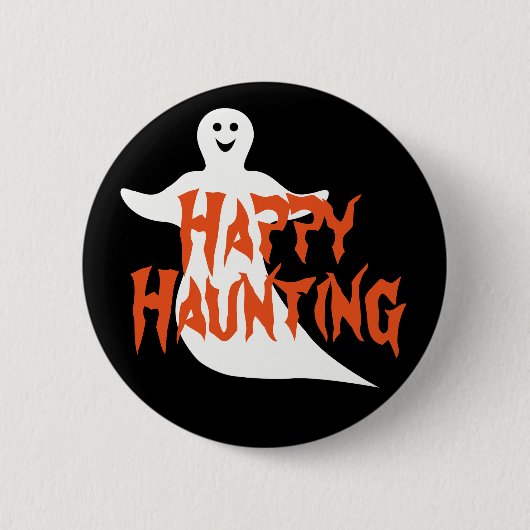 Happy Ghost Happy Haunting Ronde Button 5,7 Cm (Voorkant)