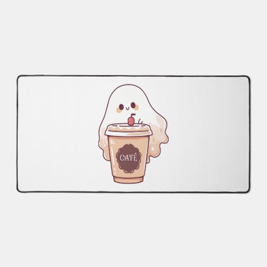 Happy Ghost houdt van koffie Sticker Bureaumat (Voorkant)