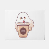 Happy Ghost houdt van koffie Sticker Deurmat (Voorkant)