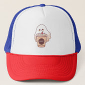 Happy Ghost houdt van koffie Sticker Trucker Pet (Voorkant)
